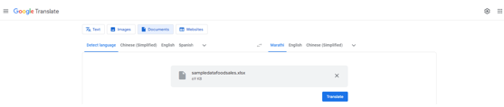 translate English to Marathi in Excel with Google Translate