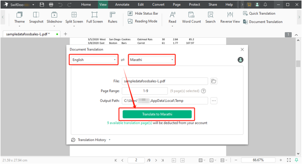 translate English to Marathi in Excel with SwifDoo PDF 2