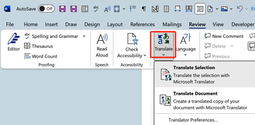 Translate a PDF from English to Spanish in Word