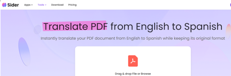 Translate a PDF Document from English to Spanish Using Sider