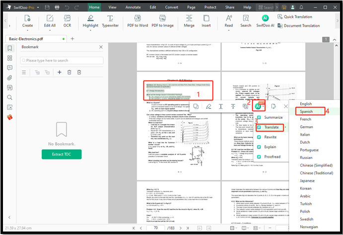 Translate English to Spanish in PDF with SwifDoo PDF 1