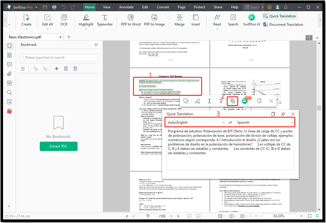 Translate English to Spanish in PDF with SwifDoo PDF 2