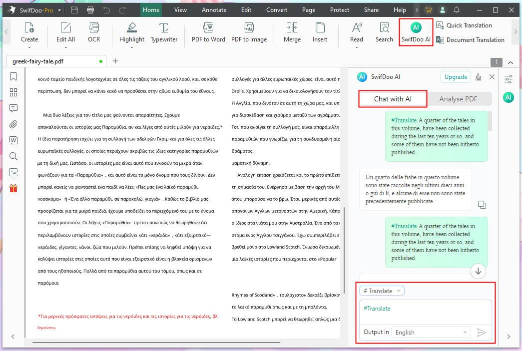 Translate PDF with SwifDoo AI