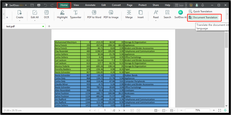 translate Excel sheet from English to Arabic with SwifDoo PDF 1