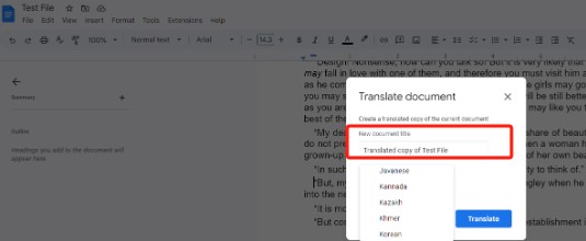 Kannada PDF to English Translation Using Google Docs