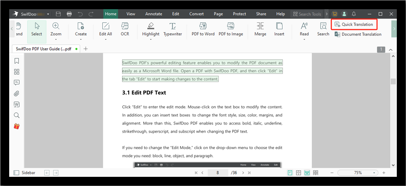 Translate PDF English to Malay on Windows with SwifDoo PDF 1