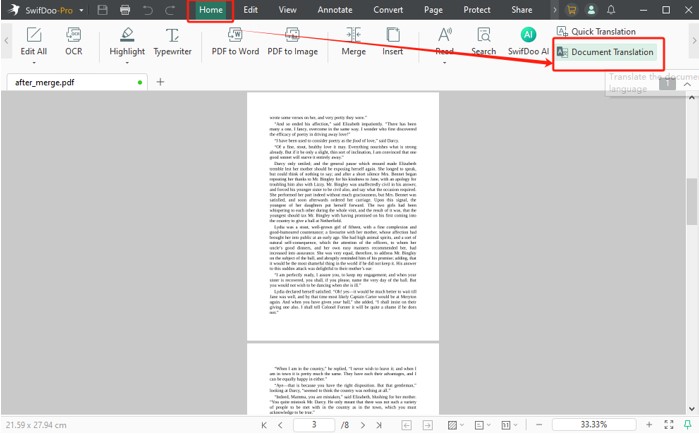 Translate PDF from French to English with SwifDoo PDF 1