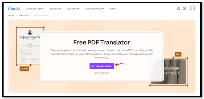 Translate PDFs from English to Thai in Canva