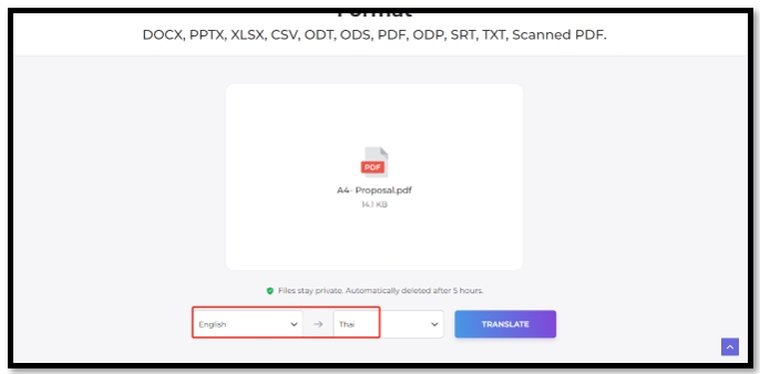 Translate PDFs from English to Thai in DeftPDF