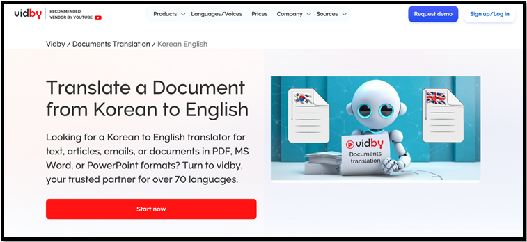 translate PDF from Korean to English with Vidby