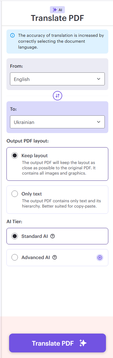 Translate PDF iLovePDF AI