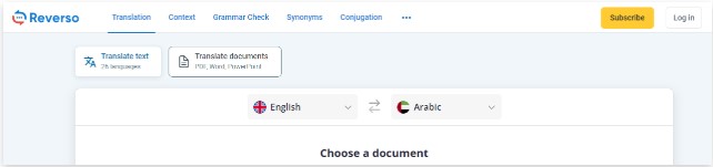 Translate PDF to Arabic with Reverso