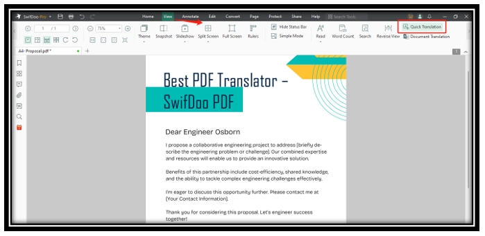 Translate PDF to Croatian in SwifDoo PDF