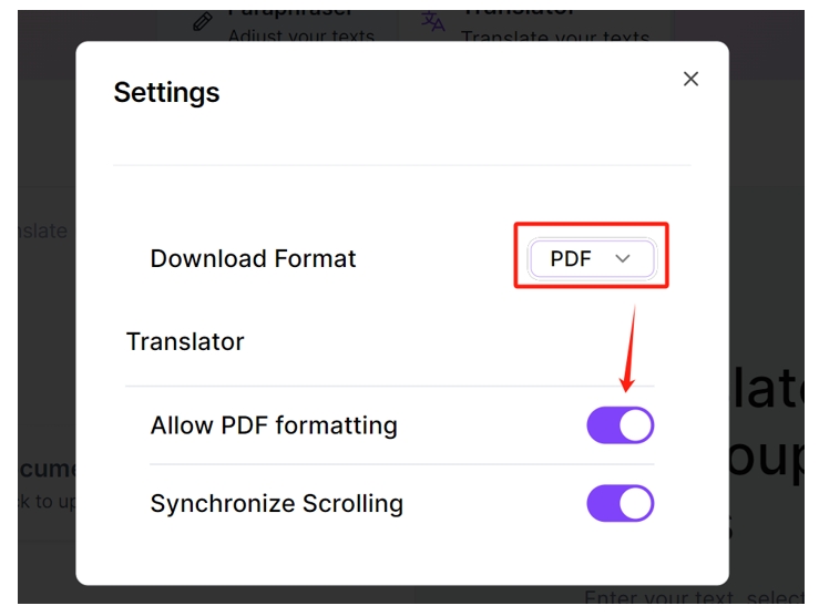 Translate a PDF to Swedish in TextCortext