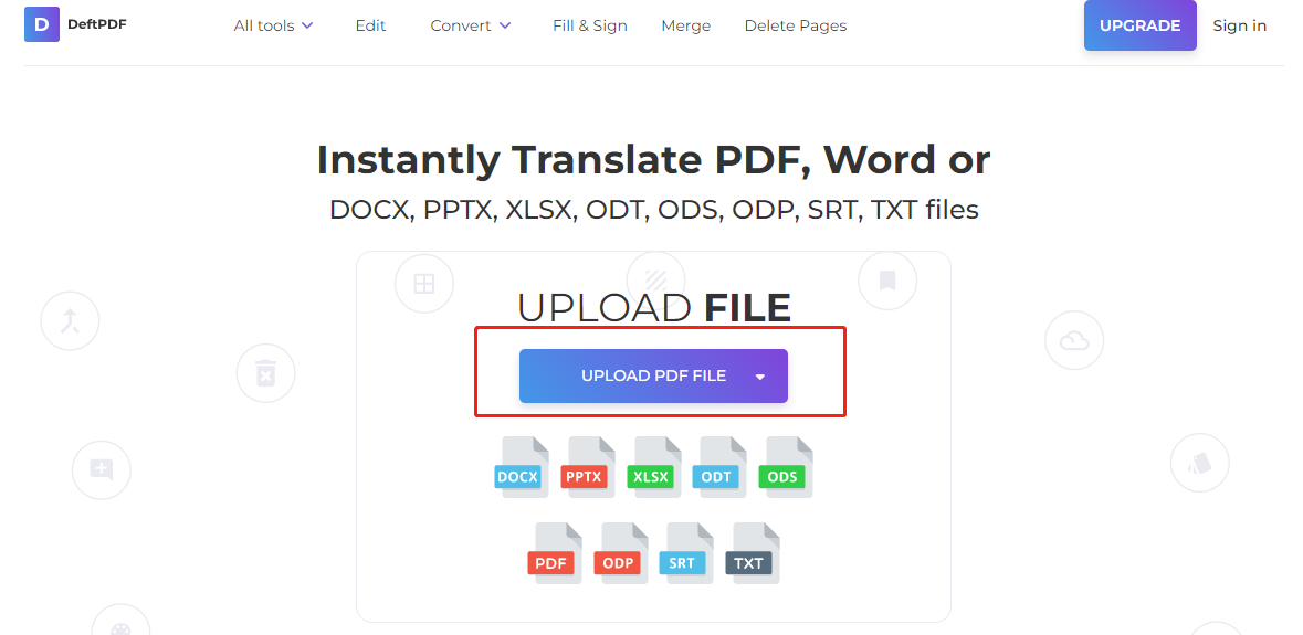 Translate PDF with DeftPDF Online step 2