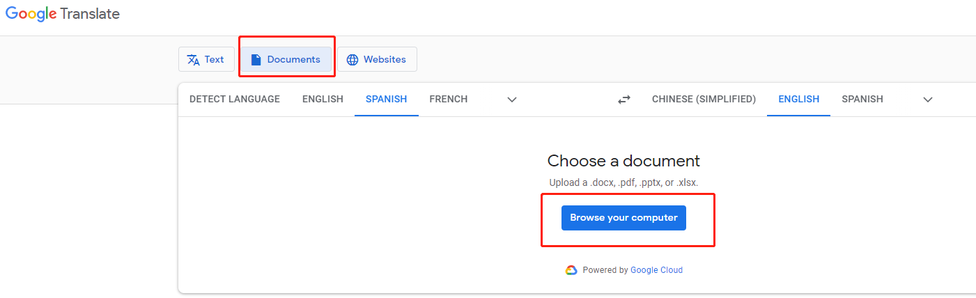 Translate PDF with Google Translate step 2