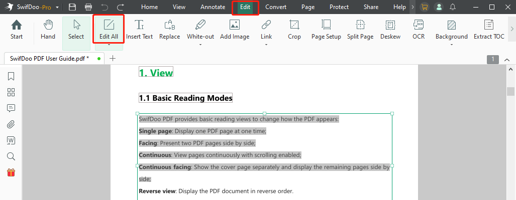 Translate PDF with SwifDoo PDF editor step 2