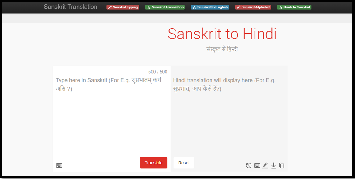 translate Sanskrit to Hindi PDF by copying and pasting text