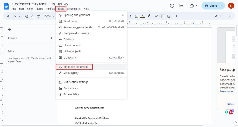 Translate document