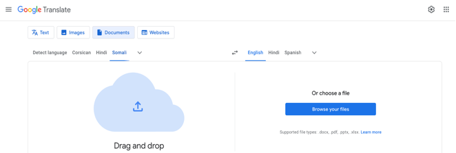 Google Translate for Somali to English PDF Translation