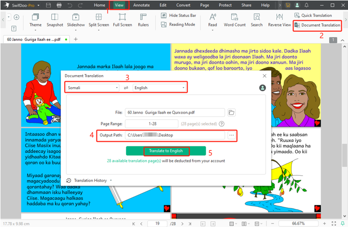 Translate Somali to English in PDF with SwifDoo PDF 1