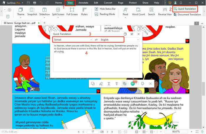 Translate Somali to English in PDF with SwifDoo PDF 2