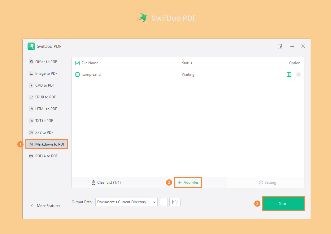 Turn a md file into PDF with SwifDoo PDF