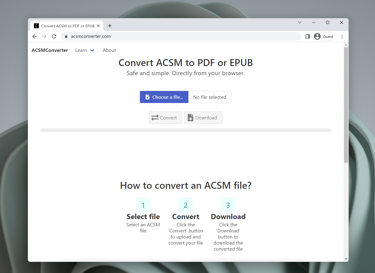 how to convert acsm file to pdf