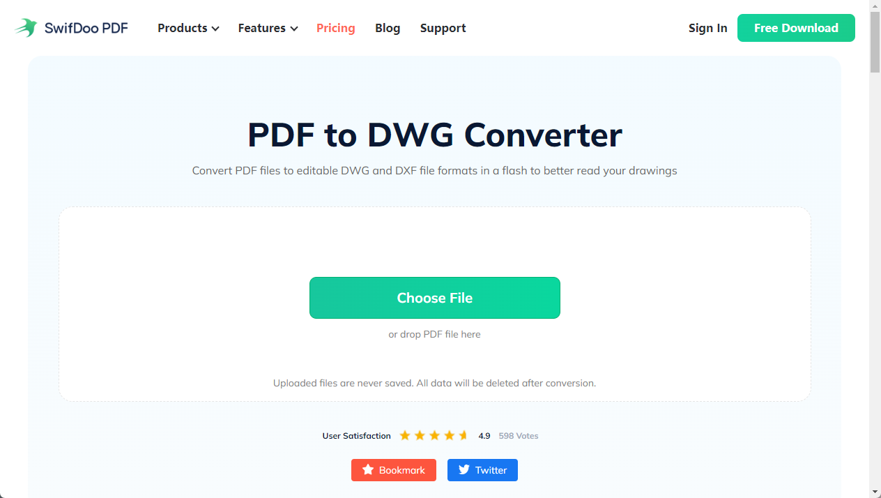 Turn PDF into DWG Online