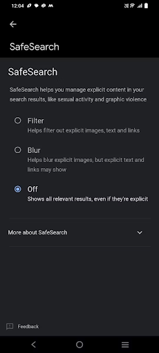 Turn SafeSearch off for Google on Android