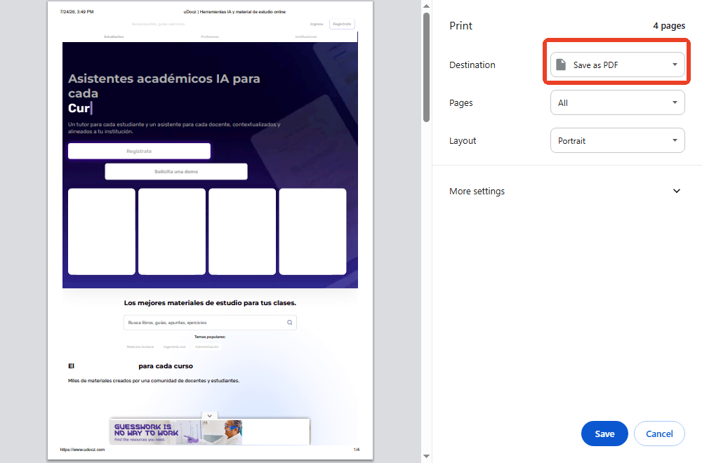 uDocz Save as PDF