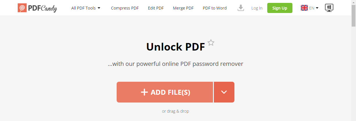 Unlock PDF Online with PDF Candy