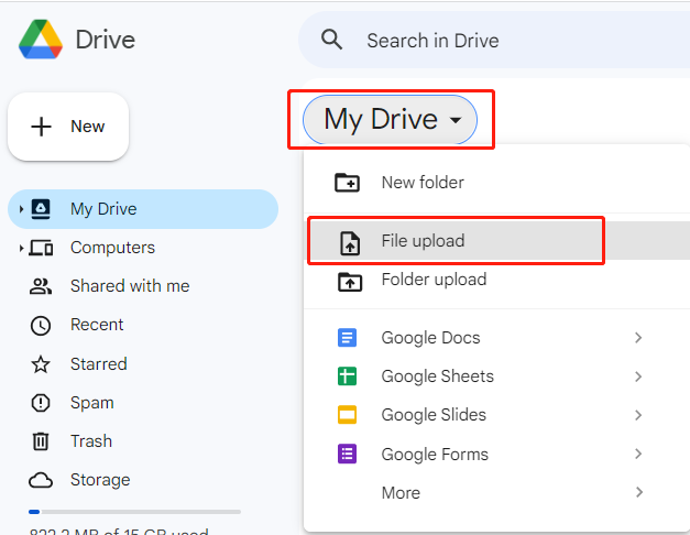 Unlock PDF without password in Google Drive step 1