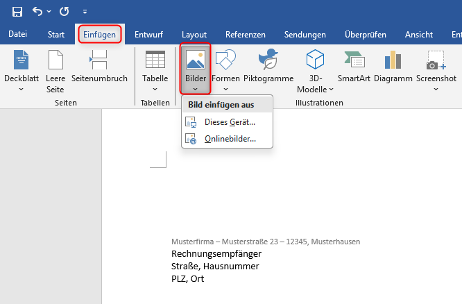 Unterschrift als Bild einfügen - Word
