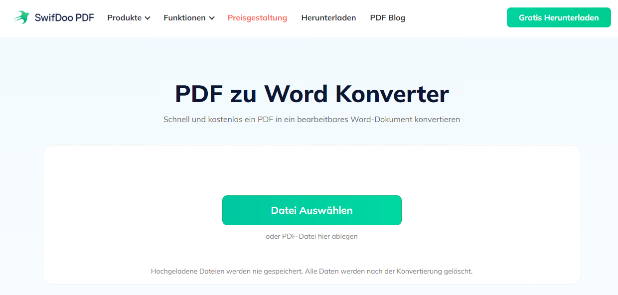 SwifDoo Free Online PDF in Word Konverter