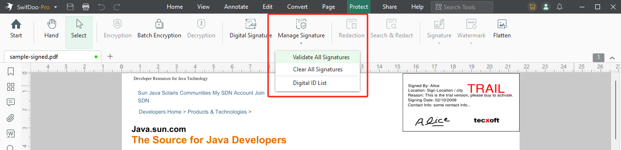 Verify PDF Signature with SwifDoo PDF