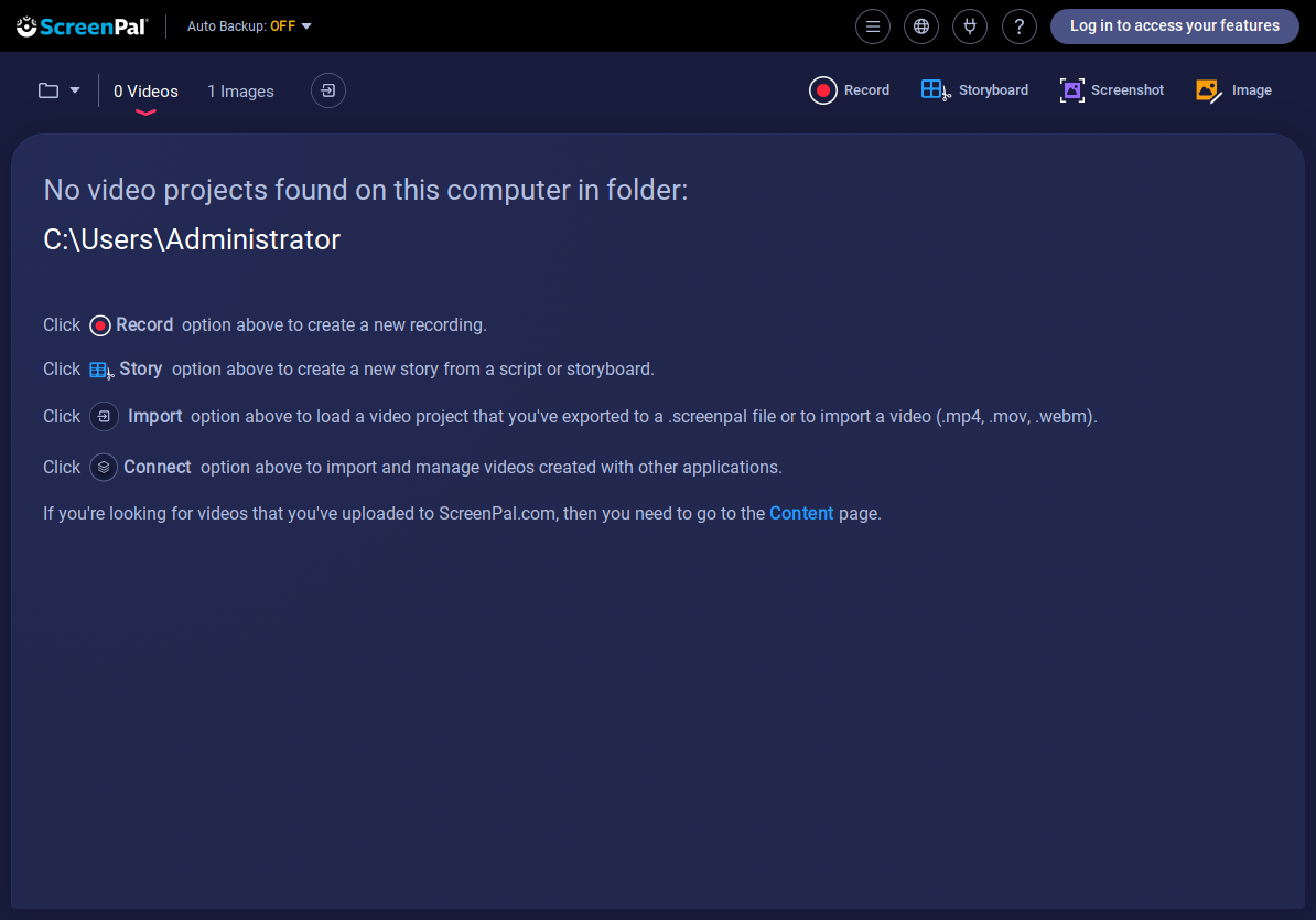 The main interface of ScreenPal