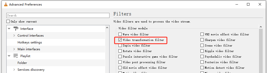 VLC rotate video and save it 2