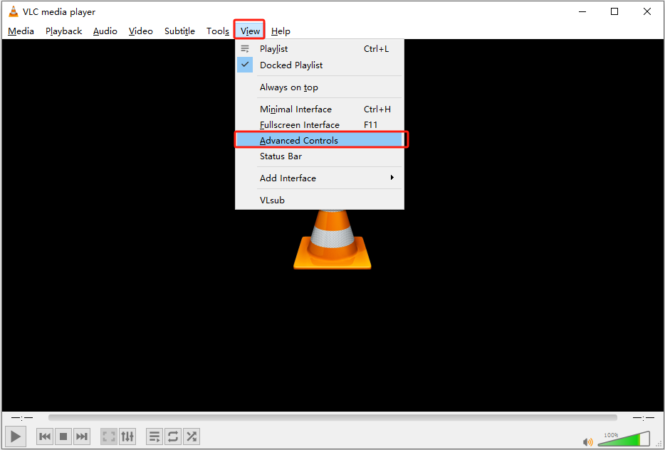 Trim video in VLC on Windows step 1