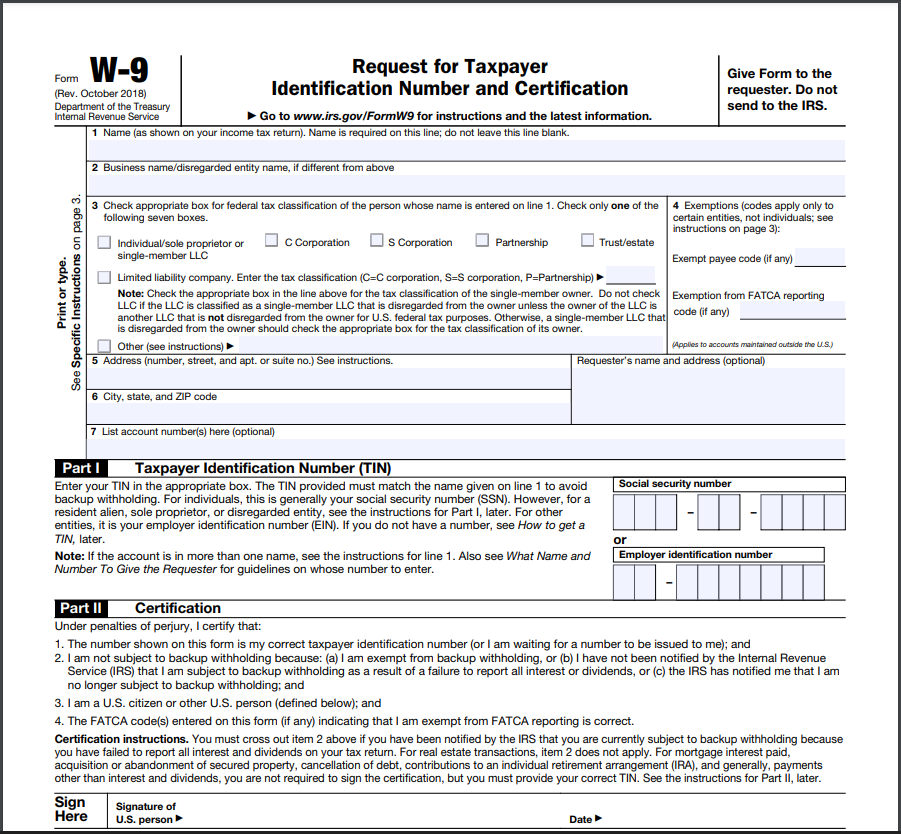 Free W9 Tax Form 2023 Printable Forms Free Online