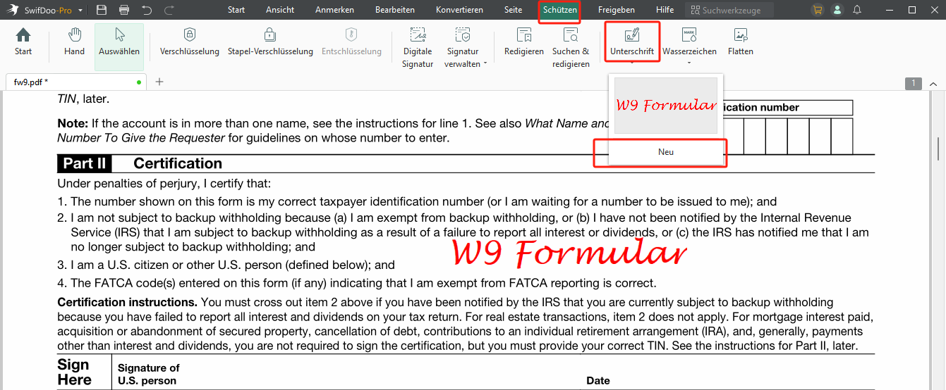 Der beste PDF-Editor zum Hinzufügen von Unterschrift und Datum zu Ihrem W-9 Formular