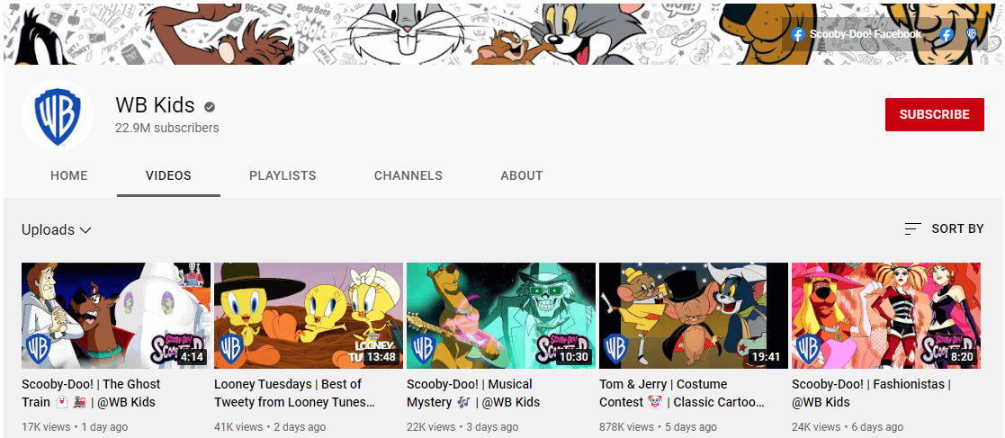 Watch cartoons online on Youtube