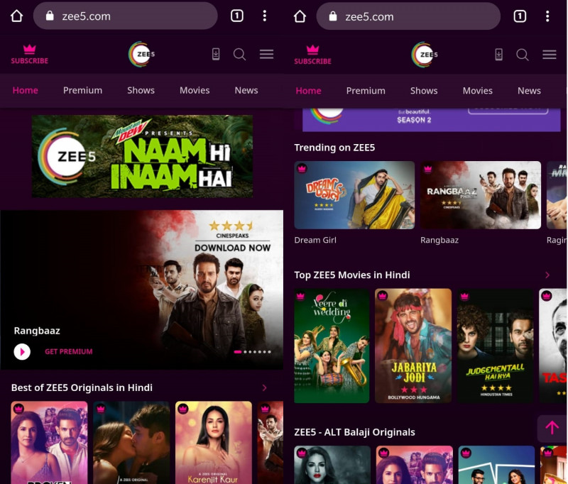 Watch Hindi Movies Online on Zee5 site