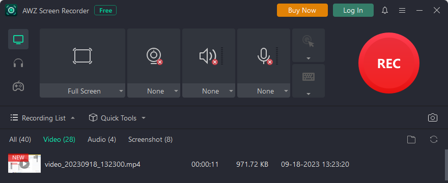 convert WebM to MP4 by recording with AWZ Screen Recorder