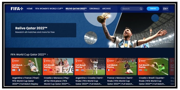 Website to watch the World Cup 2022 - FIFA Plus