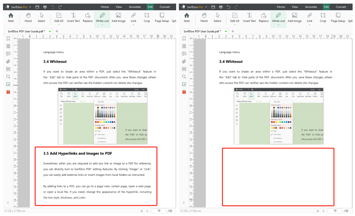 White-out PDFs in SwifDoo PDF