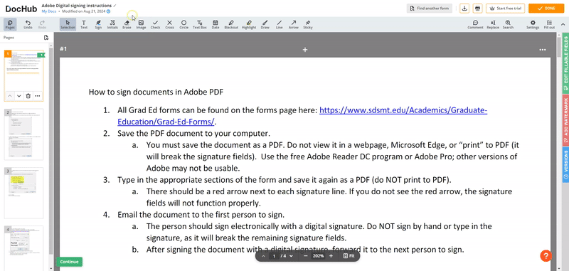 White out PDFs Online Free with DocHub