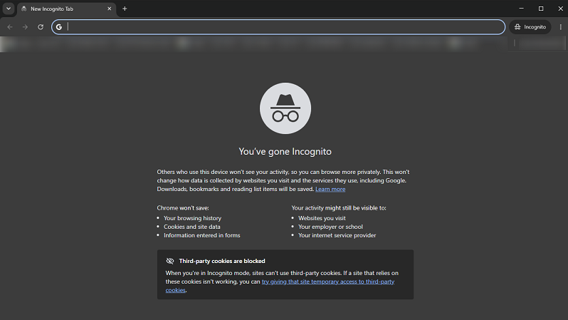 The Incognito mode in Chrome