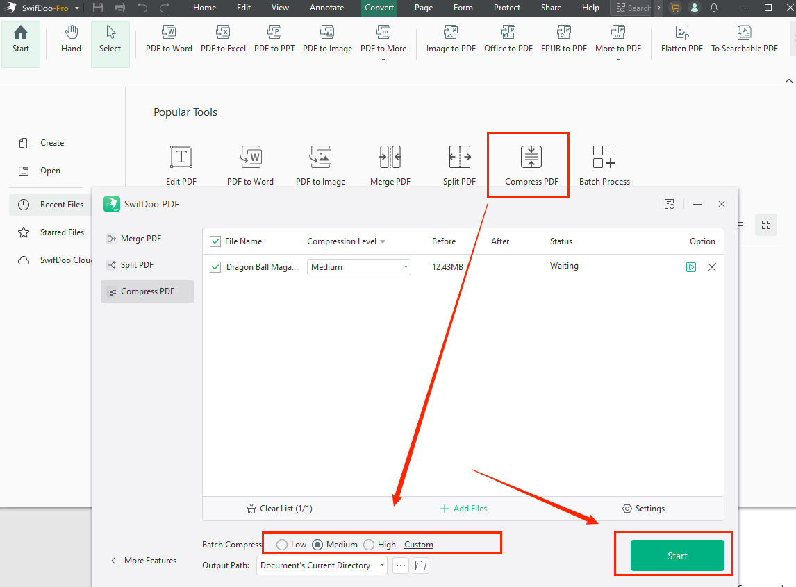 Compress a PDF in SwifDoo PDF