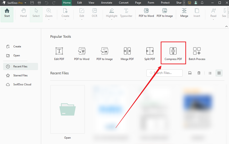Click Compress PDF in SwifDoo PDF
